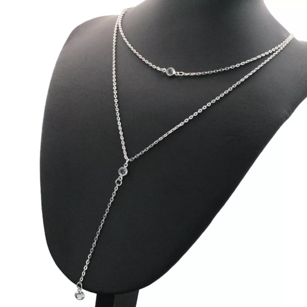 SEXY Boho Layered Silver Toned Necklace - Picture 4 of 4